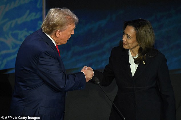 The two candidates during the presidential debate hosted by ABC News at the National Constitution Center in Philadelphia