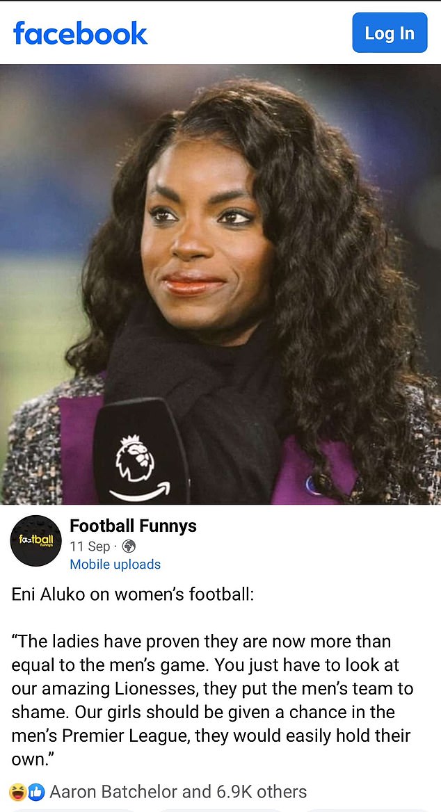 Quotes attributed to Aluko claimed she had said women should play in the Premier League.