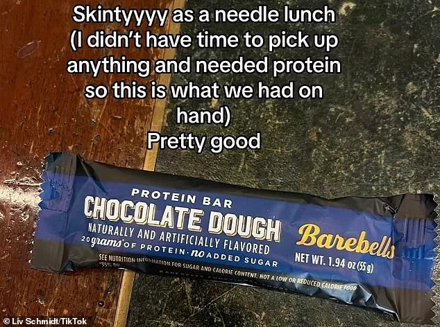 Schmidt would share protein bars like this one for lunch after eating only liquids for breakfast.