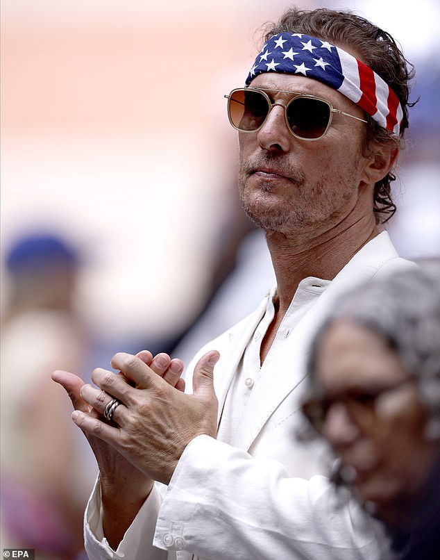 Fans speculated that McConaughey, pictured here at the US Open final in September, looks 