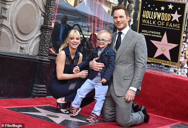 Pratt with his then wife Anna Faris and their son Jack in 2017