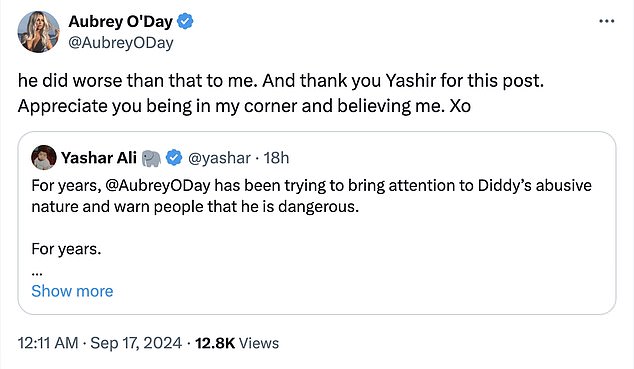 O'Day claimed that Diddy 