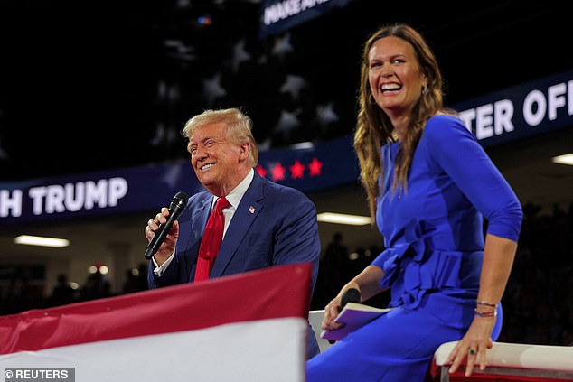 Arkansas Governor Sarah Huckabee Sanders led the rally. 