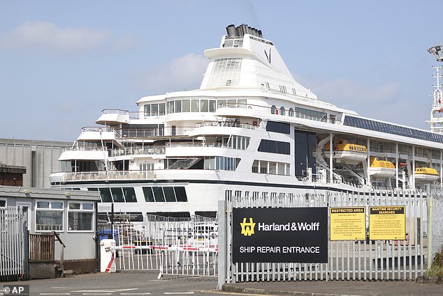 The ship has been docked in Belfast, Ireland, for months while undergoing multiple repairs.