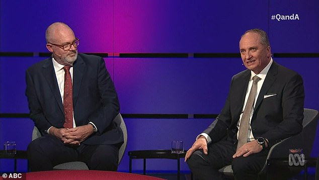 Associate Trade Minister Tim Ayres and New England MP Barnaby Joyce on ABC's Q+A