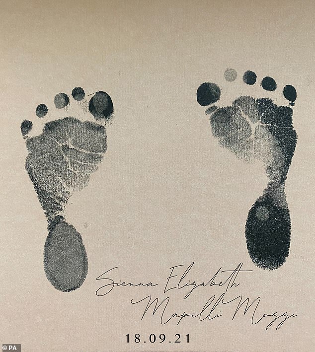 When the couple announced Sienna's name in October 2021, Edoardo shared a print of his daughter's feet along with her full name.