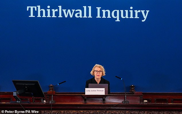 Lady Justice Thirlwall, pictured last Monday, presides over the inquest at Liverpool Town Hall.