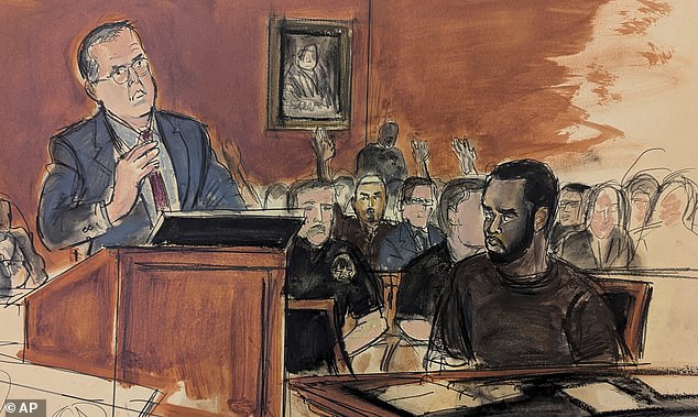 Diddy, seen at right in court, headed to jail Tuesday to await trial in a federal sex trafficking case that accuses him of presiding over a sordid sex crimes empire.