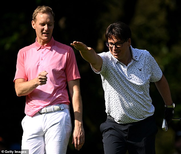 He was joined by TV host Dan Walker, with whom he shared a hilarious reaction on the second hole.