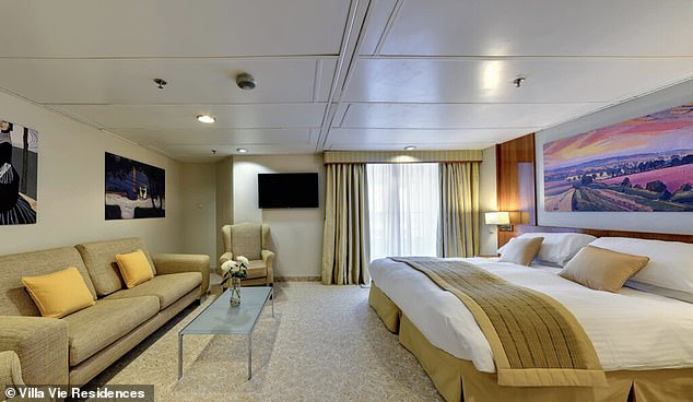 The luxury cruise has cabins of different prices depending on size and whether they have a balcony.