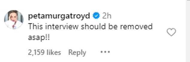 Followers commented: 'He's slurring his eyes, he can barely keep them open, he's trying to say long words, he's clearly not sober. So sad' and DWTS pro Peta Murgatroyd wrote: 'This interview should be deleted ASAP!'