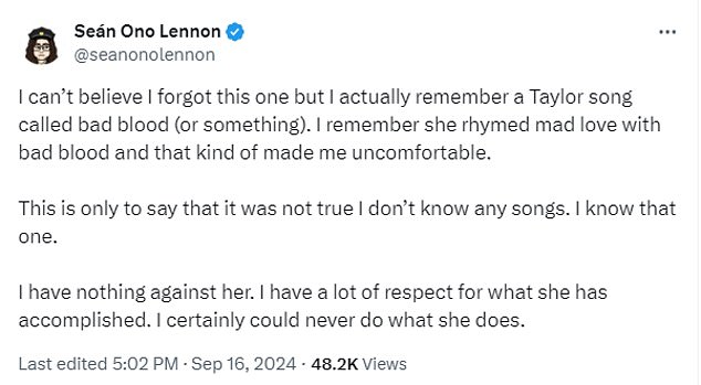 Lennon, 48, posted his thoughts on X, formerly known as Twitter.