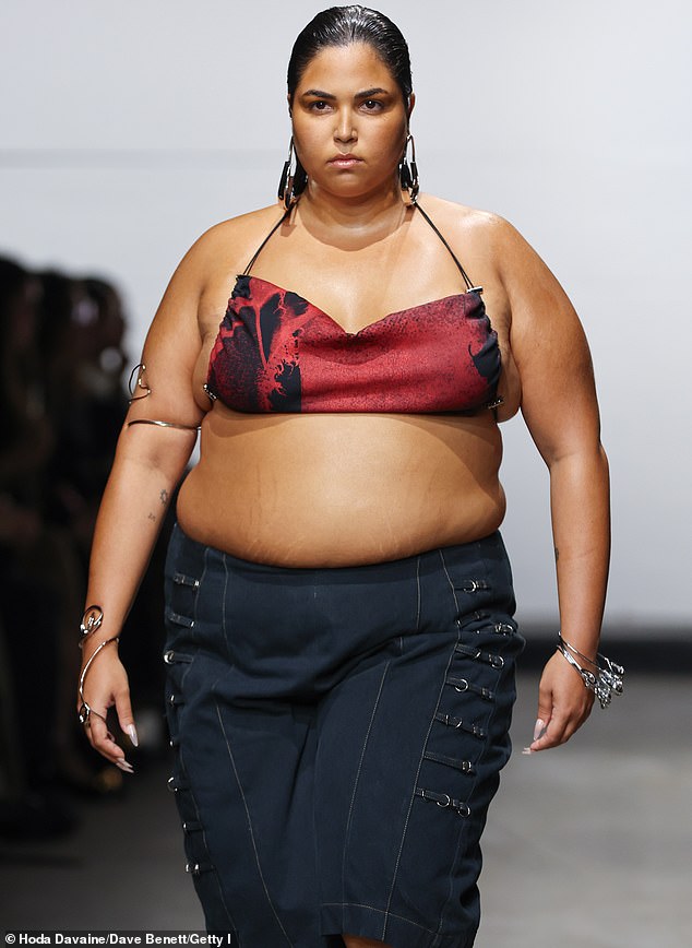 A model walks the runway at the Karoline Vitto show during London Fashion Week.