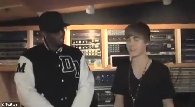 A clip showed Bieber, 16, looking anxious as he answered Combs' questions.