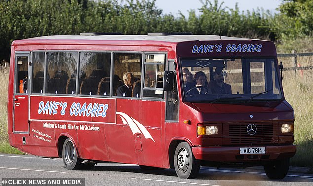 Among those seen on board the bus were Joanna Page as Stacey Shipman and Mathew Horne as her husband Gavin.