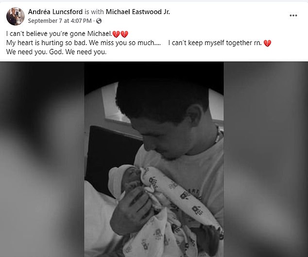 Luncsford appeared desperate in her latest Facebook update posted a day after her partner's funeral and two days before her son's death.