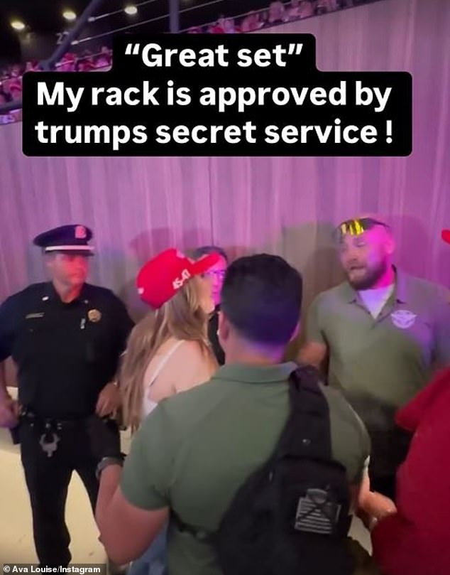 After she was kicked out of the Long Island auditorium this week, Ava posted a video of local police and Secret Service talking to her, and one of them is heard telling the model that she has a 