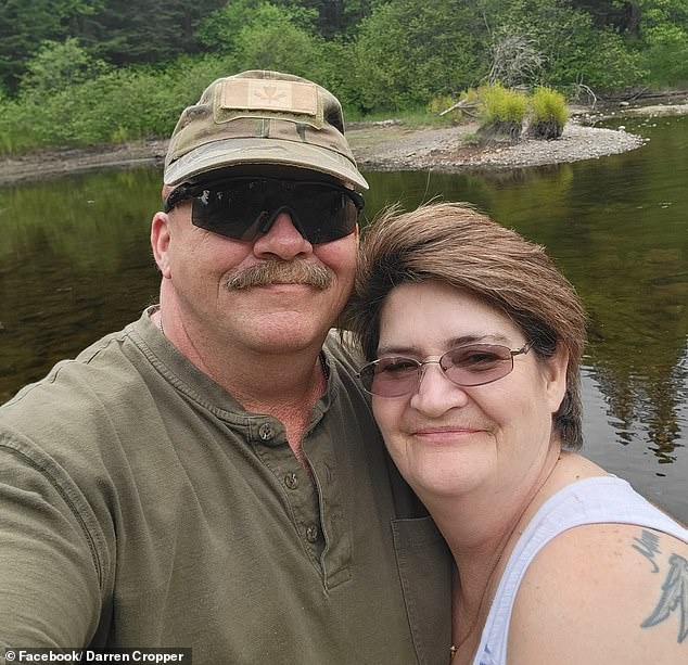 Cropper was found by his wife Janice, 59 (pictured together) and son Matthew after Bear's howls for help led them to him.