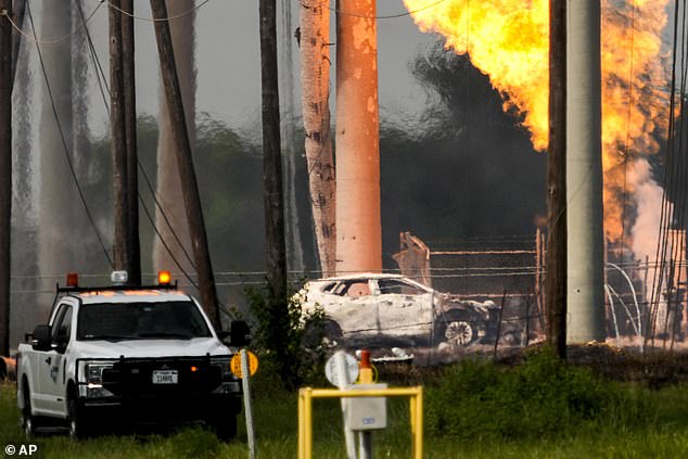 Officers recovered human remains from the vehicle that crashed into the pipeline. The heat surrounding the scene was so intense that officers were unable to access the vehicle until 7 a.m. Thursday.