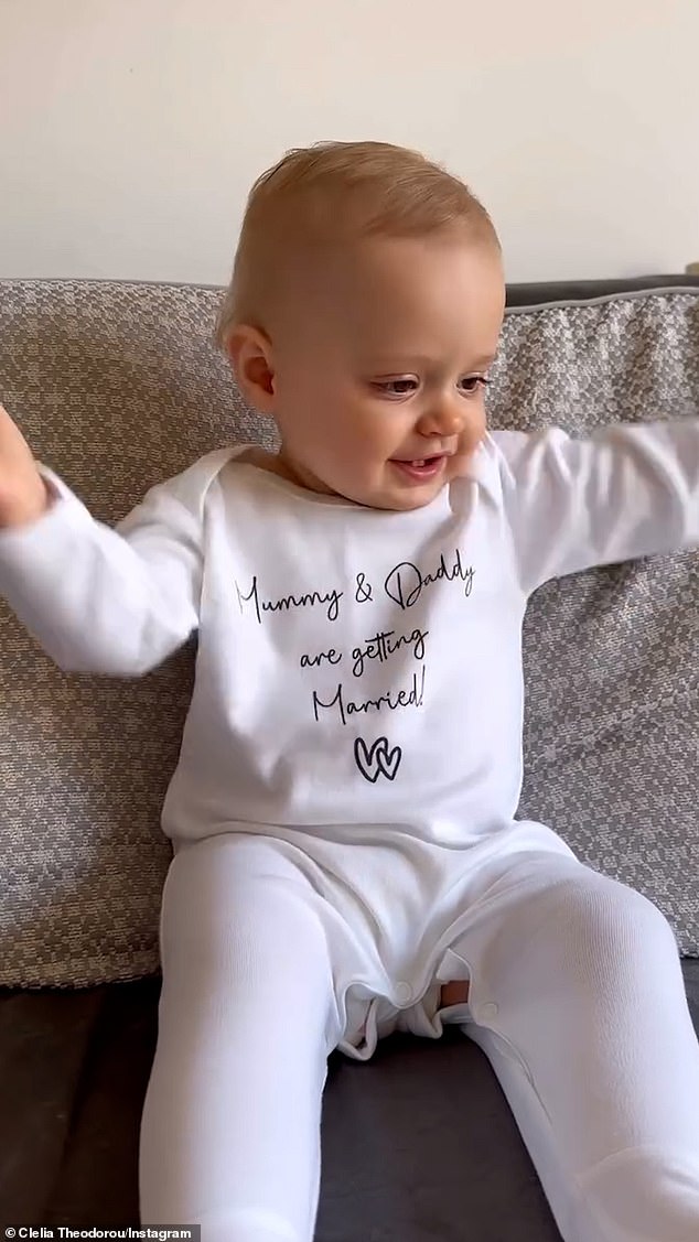 A sweet video also showed baby Cielo laughing in a white onesie that read: 'Mommy and Daddy are getting married!'