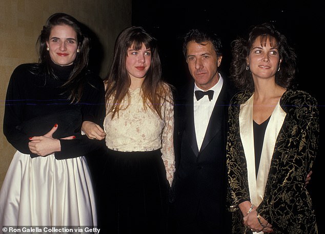 Offspring: Dustin shares two daughters with Anne: Karina, 57, and Jenna, 53, seen in 1988 with Lisa