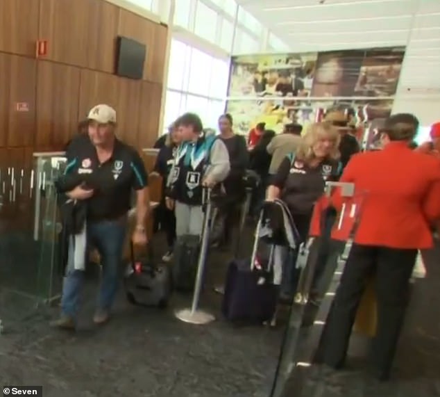 Thousands of Port Adelaide fans have been travelling from Adelaide to Sydney this week (pictured) after paying top dollar due to sky-high demand.