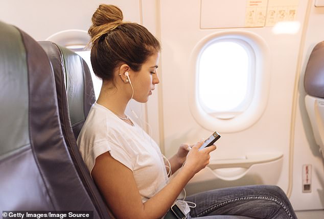 She also eats before a flight or brings her own food and never adds salt to airplane food as it is often already packed with sodium (stock image)