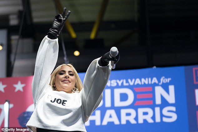 Lady Gaga appeared alongside current President Joe Biden on the eve of Election Day 2020 at a rally in Pittsburgh, Pennsylvania, a state Biden won.