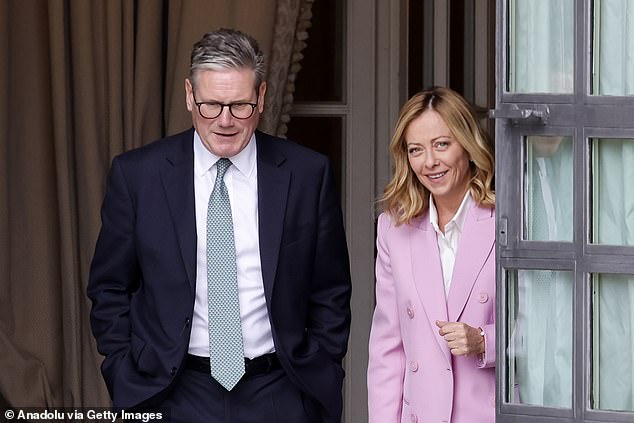 Meloni pictured with Sir Keir Starmer in Rome on 16 September