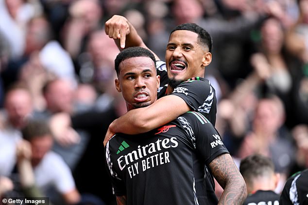 Carragher insisted Arsenal duo Gabriel (left) and William Saliba (right) are on the verge of joining an elite group of the Premier League's best centre-back partnerships.