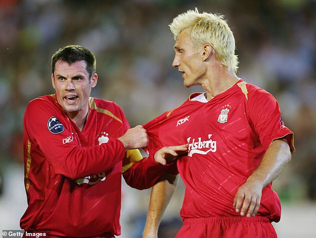 The 46-year-old also believed he was more successful at Liverpool when partnered with Sami Hyypia (right).