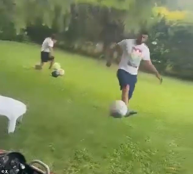 Nestor Ortigoza is filmed kicking a soccer ball that eventually knocked the cell phone out of the hands of his now ex-wife, Lucia Cassiau. The ball also hit her in the face.