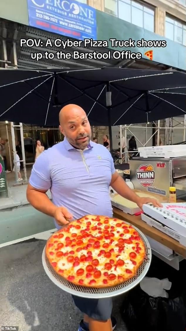 The men went viral after Arbeláez stopped by Barstool Sports headquarters in New York to hand out pizza to employees and passersby.