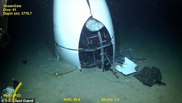 The US Coast Guard shared images of the tail cone of the Titan's remains