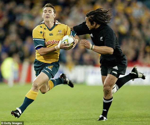 The Wallabies have not won a Bledisloe Cup since 2002, when players such as Mat Rogers (pictured) left the NRL to join Australian rugby.