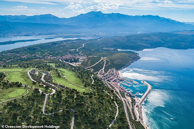 Golf with a view: To the left of this shot is The Peaks, where the golf course is being built, and to the right is Marina Village.