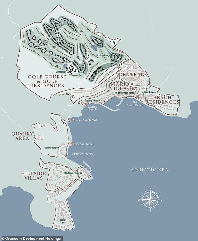 Big plan: The former Yugoslav military base will consist of several different areas, with the golf course being the most prominent.