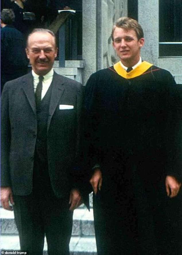 Donald Trump with his father, Fred Trump, after graduating from Wharton in 1968.