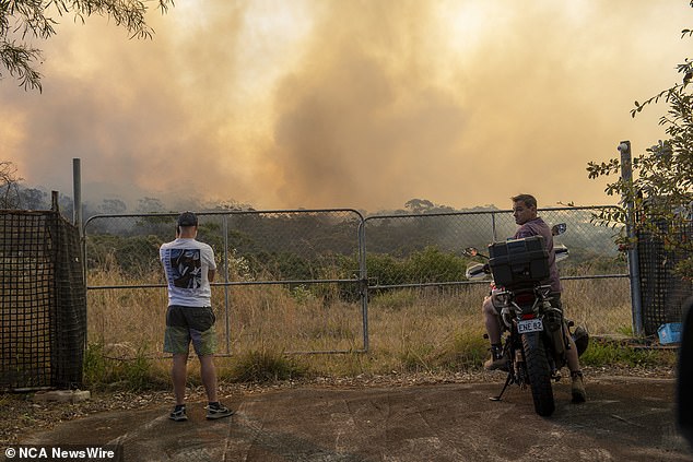 Residents are being urgently evacuated from Sydney's northern beaches as firefighters battle an out-of-control risk reduction blaze (smoke from the fire shown)