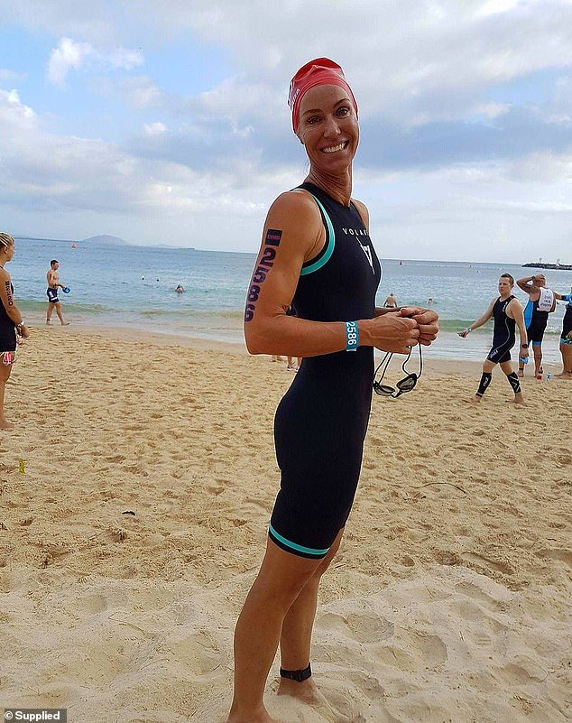 Before receiving her second dose of the Pfizer COVID-19 vaccine in July 2021, Ms Doyle (pictured) competed in age-group triathlons on the Sunshine Coast and described herself as 