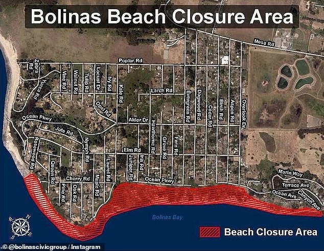 Pictured: Affected areas along Bolinas Bay.