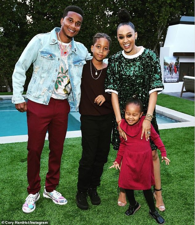 Tia filed for divorce from actor Cory in October 2022; in March 2023, Hardrict shared a photo of them amicably reuniting with their children in tow.