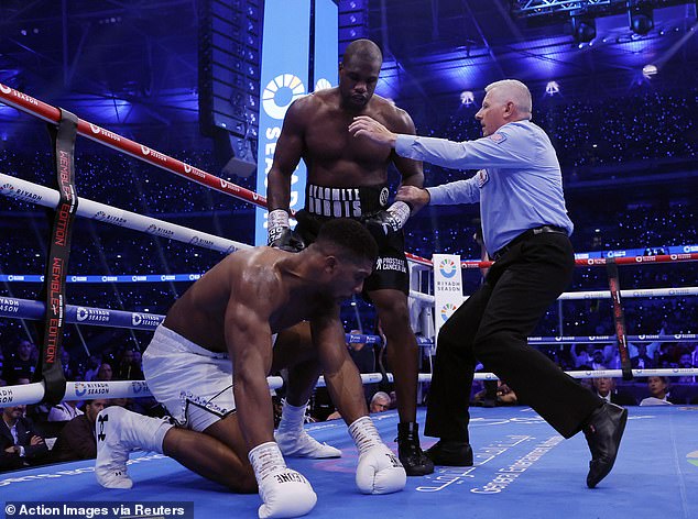 Joshua was sent to the canvas three times during the blockbuster fight.