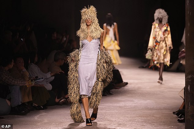 A model wears a creation from Bottega Veneta's Spring Summer 2025 collection