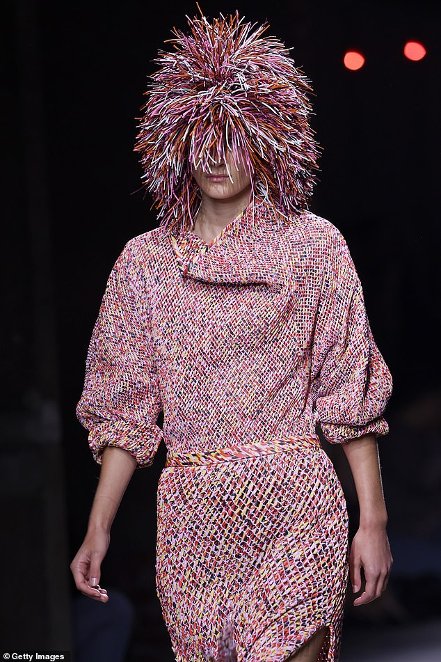 A model walks the runway at the Bottega Veneta fashion show.