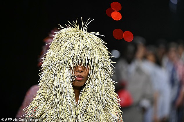 Models walked the catwalk during the Bottega Veneta collection show in Milan.