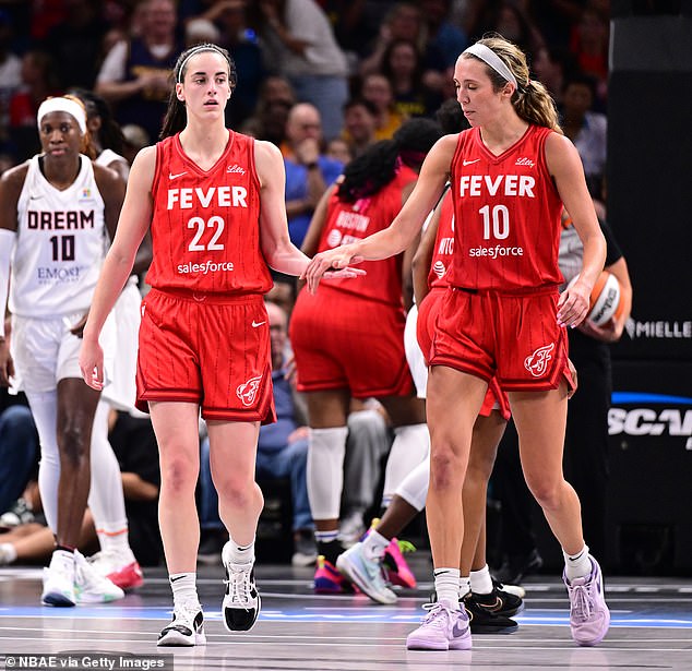 Clark and teammate Lexie Hull are pictured during a recent game in Atlanta.