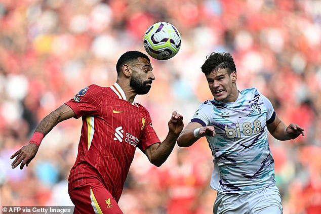 The torment Milos Kerkez suffered at the hands of Salah was evident in first-half stoppage time, when he felt compelled to bring down the Egyptian.