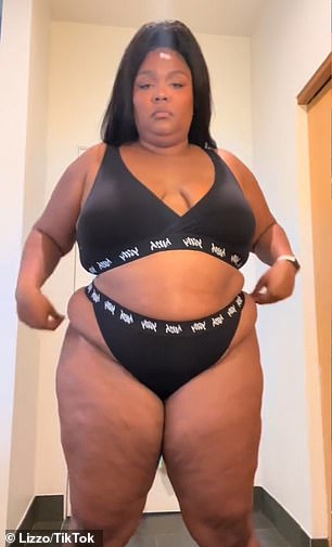 She uploaded a before-and-after video on TikTok that showed the singer wearing a black bralette top and matching bottoms from her shapewear brand Yitty.