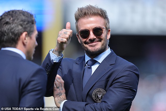 Opting for a more professional look for the match, former Manchester United star David opted for a navy suit that featured the Inter Miami crest on the pocket.